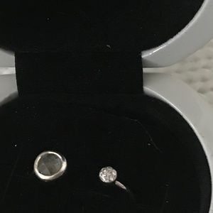 Tous 18k White Gold, Diamond,& Blue Topaz Ring